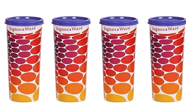 Signoraware Energy Jumbo Plastic Tumbler Set, 500ml, Set of 4, Deep Violet