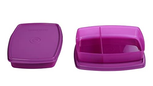 Signoraware Small Slim Lunch Box Set, 340ml, Set of 2, Purple