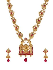 Zaveri Pearls Sacred Goddess Temple Necklace Set Rs 90 amazon dealnloot