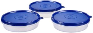 Amazon Brand - Solimo Plastic Lunch Box Set, 190 ml, Set of 3, Blue