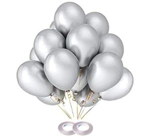 AMFIN 10 Inch Silver Metallic Balloons Pack Rs 115 amazon dealnloot