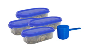 ARK HOME Stackable BPA-Free Premium Kitchen Oval Airtight Food storage container set for Dal, Atta, Rice, snacks, pluses in Tiffany Blue Design with serving scoops in each container