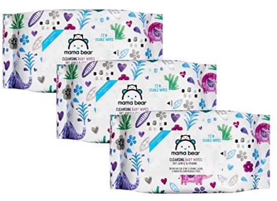 Amazon Brand - Mama Bear Wet Wipes (Pack of 3, 72 Sheets per Pack)