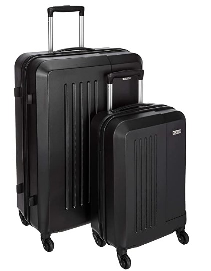 Amazon Brand - Solimo Set of 2 (55 cm + 75 cm) Black Hardsided Trolley