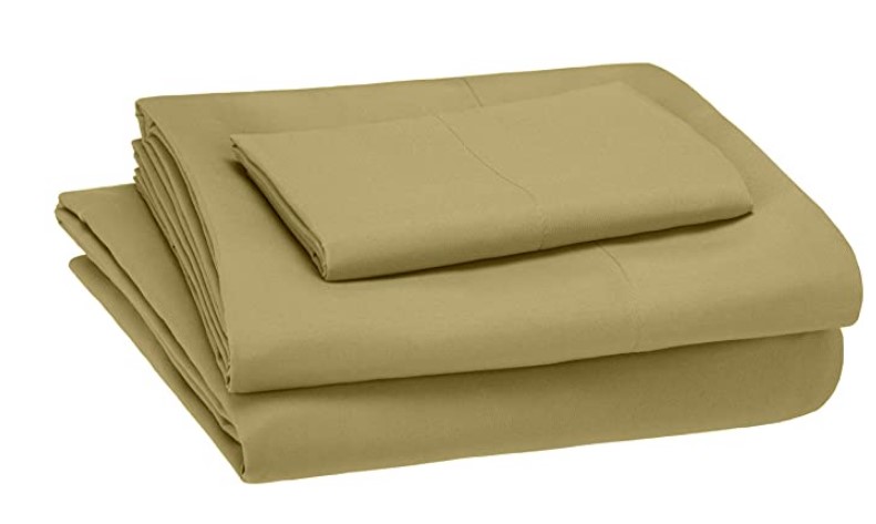 AmazonBasics Kid's Sheet Set - Soft, Easy-Wash Microfiber - Single, Mossy Green - with pillow cover