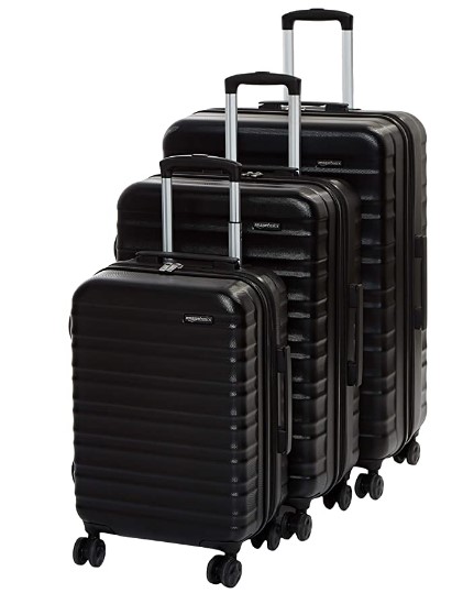 AmazonBasics Set of 3 (55 cm + 68 Cm + 78 Cm) Black Hardsided Trolley