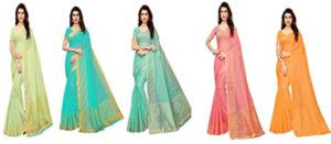 GoSriKi Women s Plain weave art silk Rs 569 amazon dealnloot