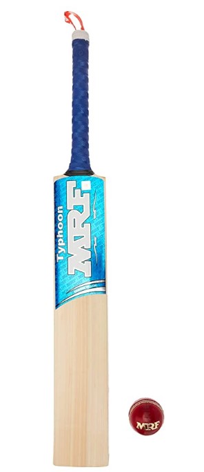 MRF Kashmir Willow Wood Typhoon Cricket Bat with Genius Cricket Ball