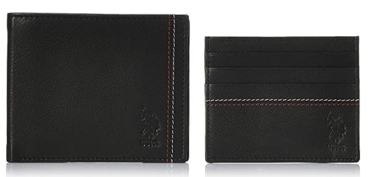 US Polo Association Black Leather Men's Wallet and Card Case