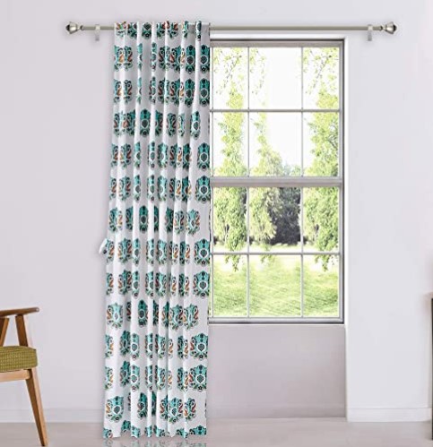 Amazon Brand - Solimo Cantata 100% Cotton Printed Long Door Curtain, 5 x 9 ft