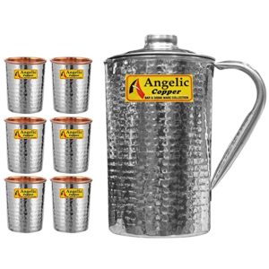 Angelic Copper Steel Hammered Jug with Glasses Rs 1068 amazon dealnloot