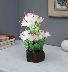 Fourwalls Artificial Hibiscus Flower with Wood Pot Rs 184 amazon dealnloot