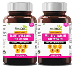 NutriOwn Multivitamins for Women Daily Tablets - Natural Supplements Fenugreek and Grape Seed extract for Immunity, Sports, Stamina and Fitness