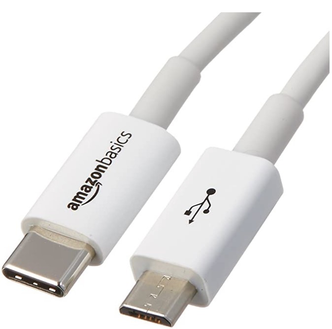 AmazonBasics USB Type-C to Micro-B 2.0 Cable - 6 Feet (1.8 Meters) - White