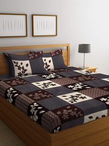 Fashion String 144 TC Microfibre Brown Double Rs 198 amazon dealnloot