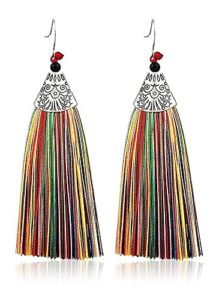 SM FASHION Long Multicolor Colour Thread Earrings Rs 35 amazon dealnloot