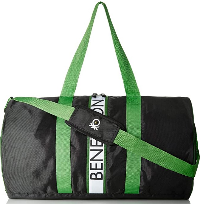 United Colors of Benetton Polyester 50 cms Black Green Travel Duffle