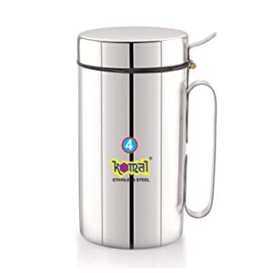 Komal White Cap Stainless Steel Oil Can Rs 216 amazon dealnloot