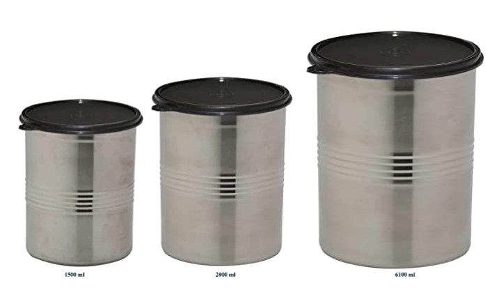 Signoraware Modular Steel Container Round 1500ml+2000ml+6100ml, Set of 3
