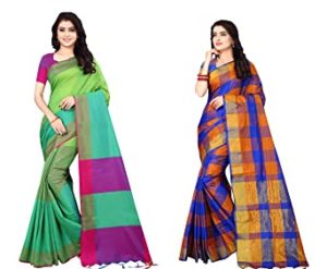 Dhruvi Trendz Soft Cotton Silk Saree For Rs 291 amazon dealnloot