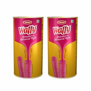 Dukes Waffy Rolls Tin Strawberry 300g Pack Rs 195 amazon dealnloot