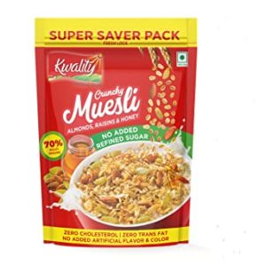 Kwality Crunchy Muesli Almonds Raisins and Honey Rs 256 amazon dealnloot