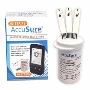 AccuSure Sensor Glucometer Strips Pack of 50 Rs 709 amazon dealnloot