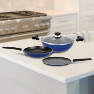 Renberg Blue Orchid Cookware Set Aluminium 4 Rs 499 flipkart dealnloot
