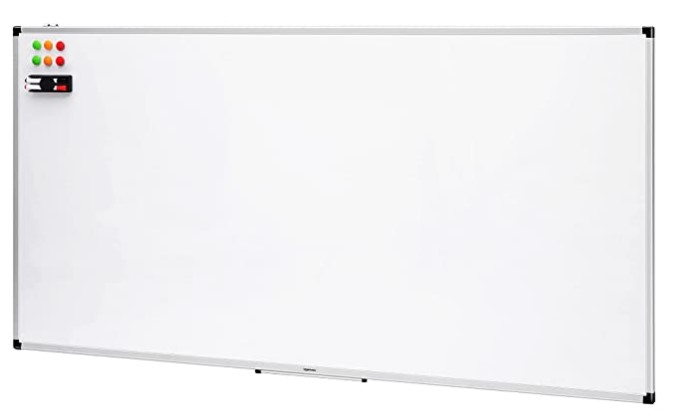 Amazon Basics Whiteboard Drywipe Magnetic with Pen Tray and Aluminium Trim