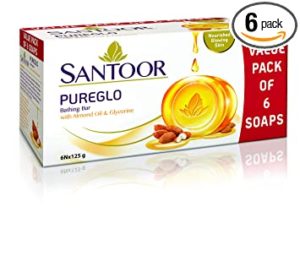 SANTOOR PureGlo Glycerine Bath Bar with Almond Rs 188 amazon dealnloot