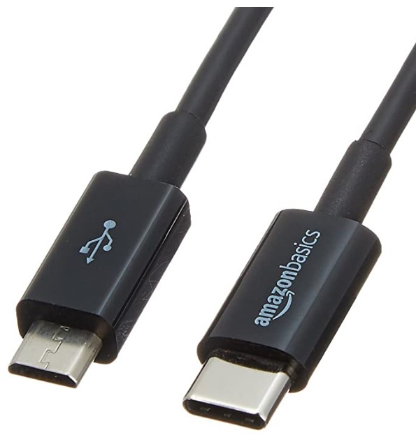 AmazonBasics USB Type-C to Micro-B 2.0 Cable - 3 Feet (0.9 Meters) - Black