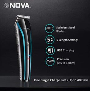 Nova NHT 1073 USB Rechargeable and Cordless Hair Clipper for Men