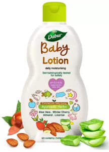 Dabur baby lotion contains aloe vera & almonds