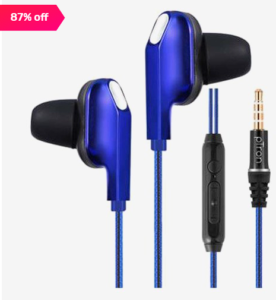 PTron Boom One Dual Driver Wired Earphone with Microphone (Blue)