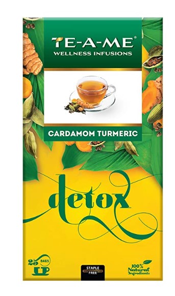 TE-A-ME Detox Cardamom Turmeric Herbal Infusion Tea, 25 Infusion Tea Bags