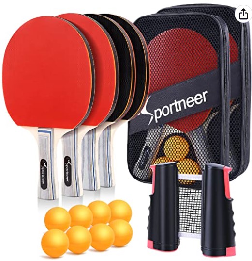 Table Tennis Set Sportneer Red and Black Double-Sided Table Tennis Set