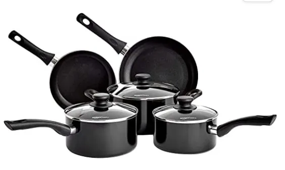 AmazonBasics Non Stick 5 Piece Cookware Set (Induction and Gas Compatible)