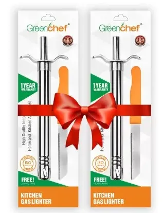 Greenchef AGNI 2 Steel Gas Lighter  (Silver, Pack of 2)