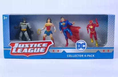 JUSTICE LEAGUE Collector 4 Pack - 3 Inch Action Figure - Batman, Wonder Woman, Superman, The Flash  (Multicolor)