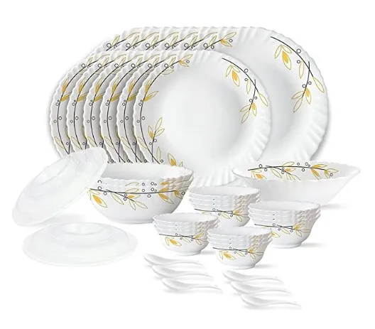 Larah by Borosil Bella Silk Series Opalware 35 Pieces Dinner Set