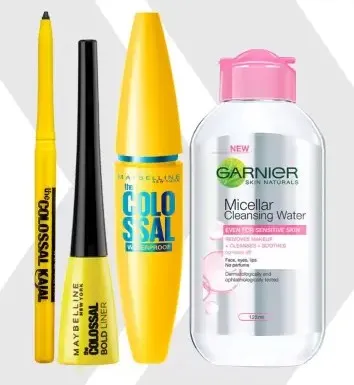 MAYBELLINE NEW YORK Call Me Colossal Kit   Colossal Waterproof Mascara + Colossal Kajal + Colossal Bold Liner with Garnier Micellar Cleansing Water, 125ml
