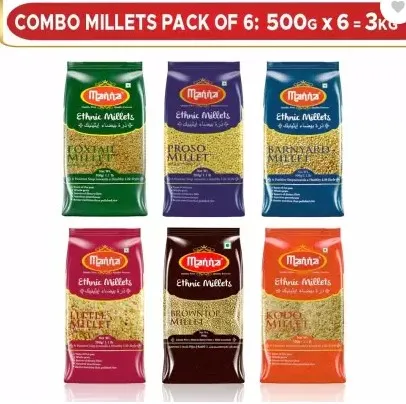 Manna Natural Grains Combo High Protein & Fibre Mixed Millet  (3000 g, Pack of 6)