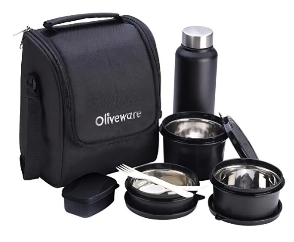 Oliveware Teso Lunch Box with Bottle - Black