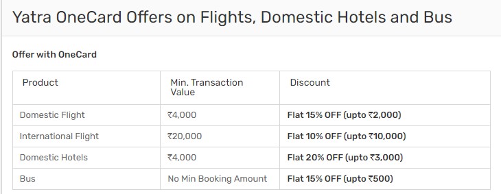 yatra onecard offer