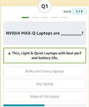 Amazon NVIDIA Quiz answer 1