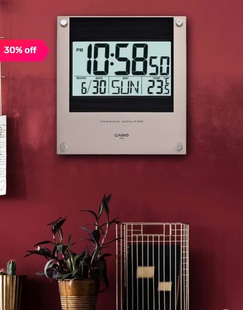 Casio Light Grey & Black Resin Digital Wall Clock   Set of 1 at Rs.2555