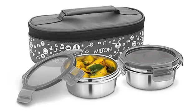 Milton Lifestyle Lunch Stainless Steel Lunch Box, 2 Containers
