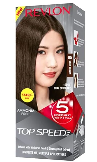 Revlon Top Speed Hair Color, Dark Brown 65, 100 g