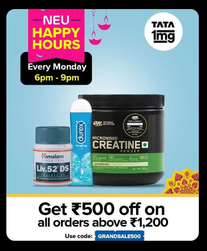 Tataneu app get Rs 500 off on Rs 1200 or above on 1mg