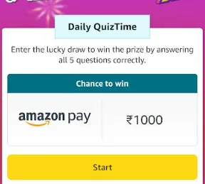 amazon daily quiz time start Rs 10000